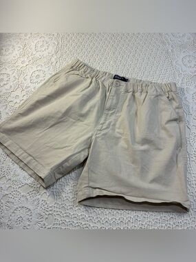Boca Men’s XL Flat Front Beige Shorts with Elastic Waist for a Comfortable Fit